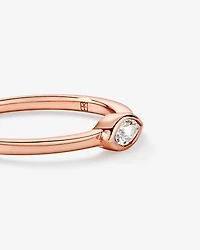 Marquise Cut White Created Sapphire East-to-West Set Bezel Ring 10kt Rose Gold