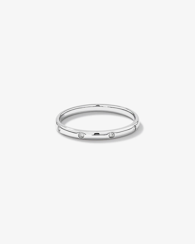 Lunette Diamant Accent Minimalism Bague en or blanc 10 carats