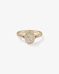 0.30 Carat TW Oval Shaped Cluster Halo Diamond Ring in 10kt Yellow Gold