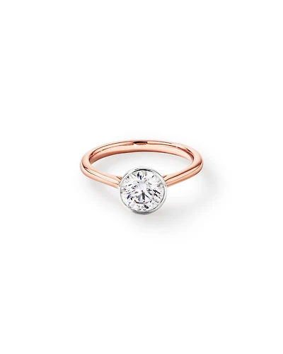 1.25 Carat TW Round Brilliant Laboratory-Grown Diamond Solitaire Bezel Set Engagement Ring in 14kt Rose Gold