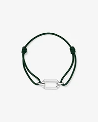 Green Cord Double Knotted Bracelet in Sterling Silver
