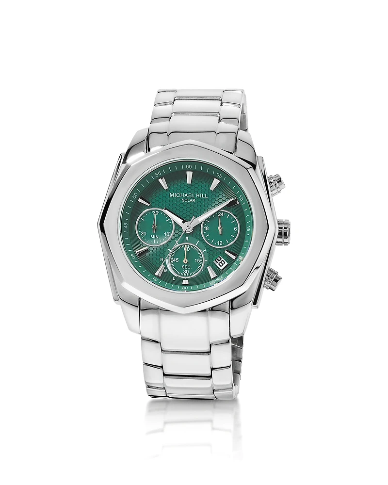 Men's Solar Chronograph Watch in Stainless Steel