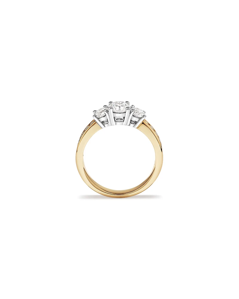 1.50 Carat TW 3 Stone Signature 101 Diamond Ring in 14kt Yellow and White Gold