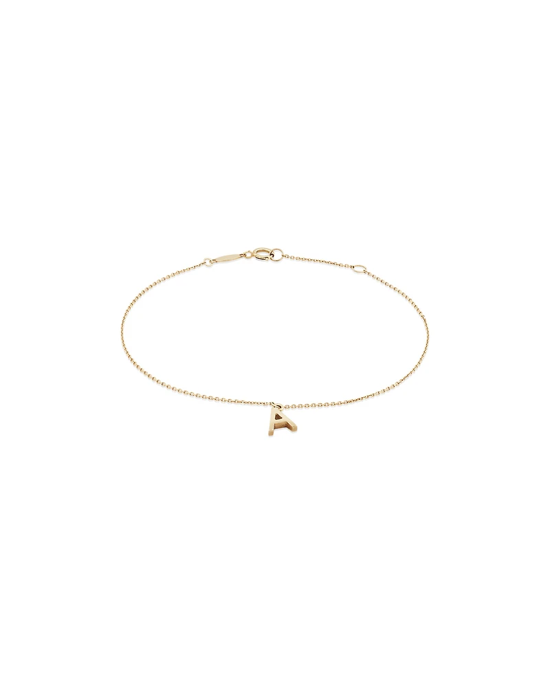 19cm (7.5") A Initial Bracelet in 10kt Yellow Gold