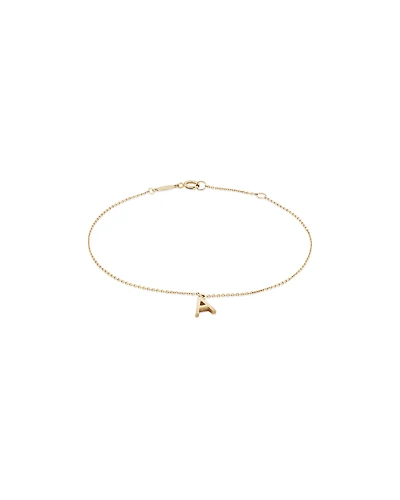 19cm (7.5") A Initial Bracelet in 10kt Yellow Gold