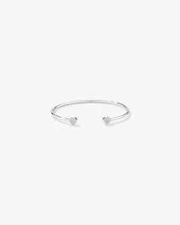 Pavé Set Cubic Zirconia Puff Heart Open Cuff Bangle in Sterling Silver
