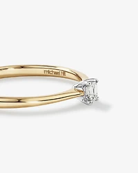 Emerald Cut Diamond Solitaire Promise Ring in 10kt Yellow and White Gold