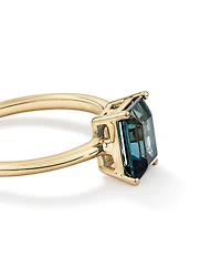 Emerald Cut London Blue Topaz Gemstone Solitaire Ring in 10kt Yellow Gold