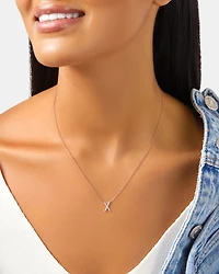 X Initial Necklace with 0.10 Carat TW of Diamonds in 10kt White Gold