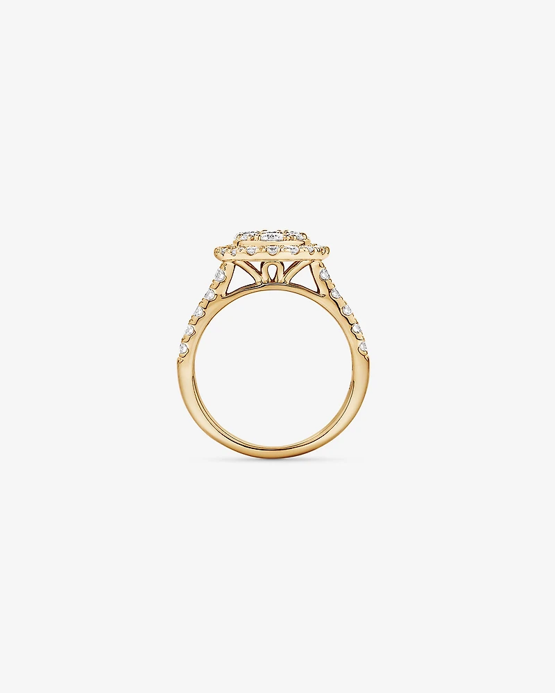 Bague en or jaune 10 carats sertie d'un diamant rond brillant de synthèse 2,00
