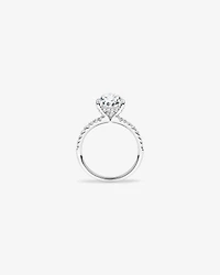 Bague de fiançailles en diamant taillé poire 3,50 carats or blanc 18 taillée