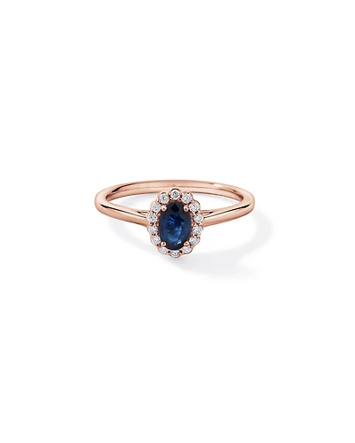 Bague halo en diamant TW saphir australien & 0,10 carat or rose 10 carats
