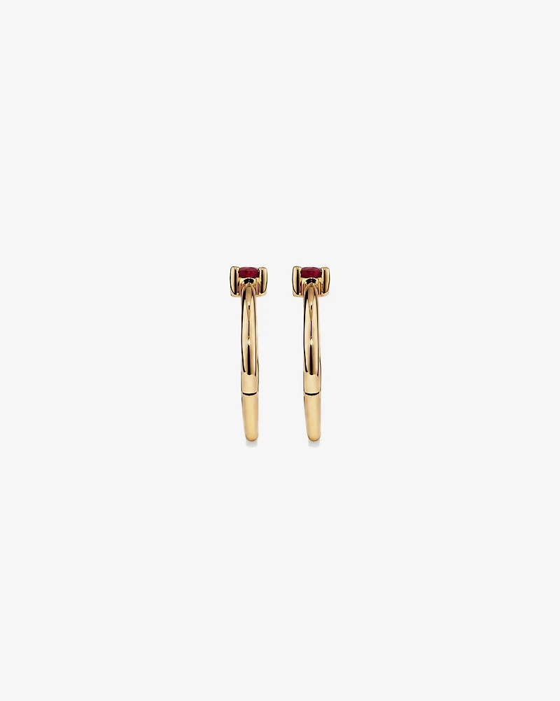 10mm Ruby Accent Sleepers in 10kt Yellow Gold