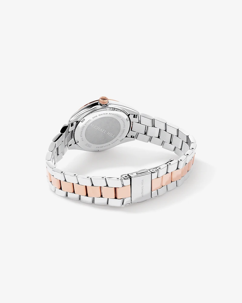 Two-Tone Women's 0.60 Carat TW Diamond Quartz Watch in Rose Gold Tone Stainless Steel