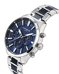 Montre à énergie solaire en acier inoxydable bleu pour homme