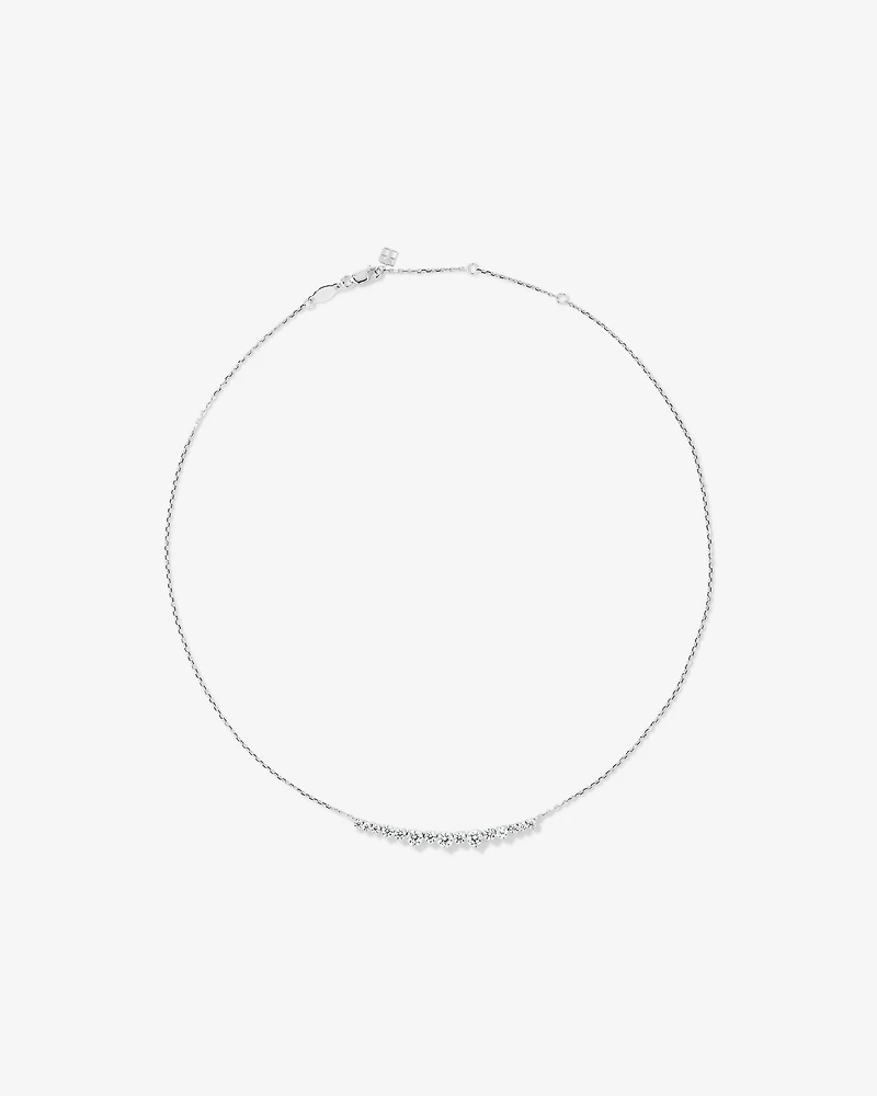 Graduated Round Cubic Zirconia Necklace in Sterling Silver