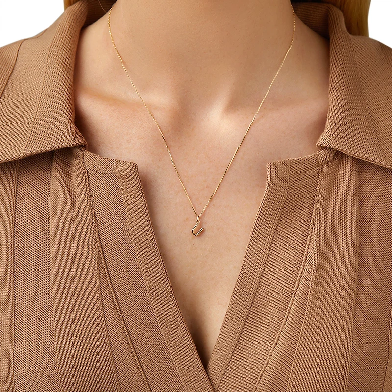U Initial Pendant in 10kt Yellow Gold
