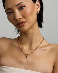 Pendentif Cœur avec Rubis de Synthèse en Serti Clos, Or Jaune 10 Carats