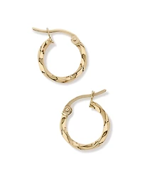 10mm Square Twist Hoop Earrings 10kt Yellow Gold