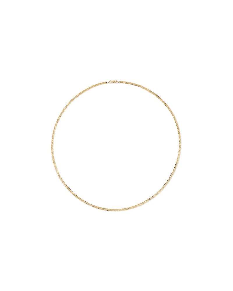 55cm (22") 3mm Width Solid Flat Bevelled Curb Chain in 10kt Yellow Gold