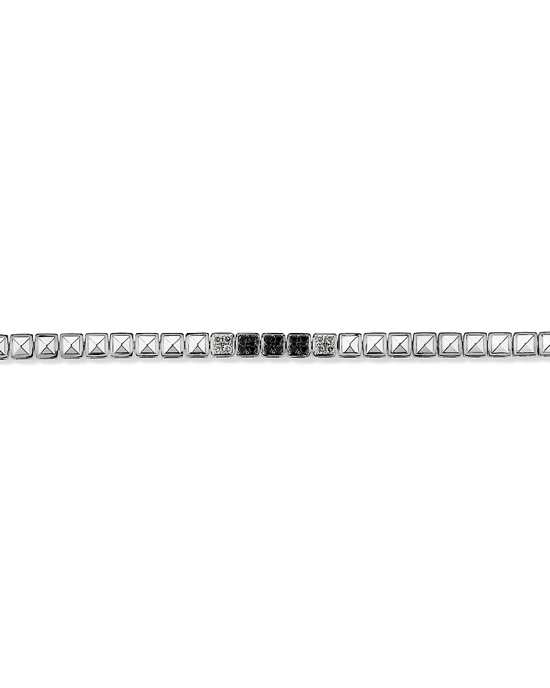 Bracelet tennis pour homme avec 0,50 carat de diamants noirs et blancs en argent sterling