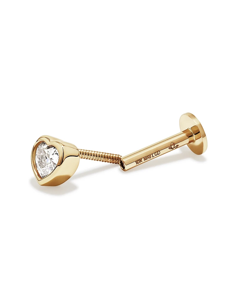 0.08 Carat TW Laboratory-Grown Diamond Heart Helix Earring in 10kt Yellow Gold