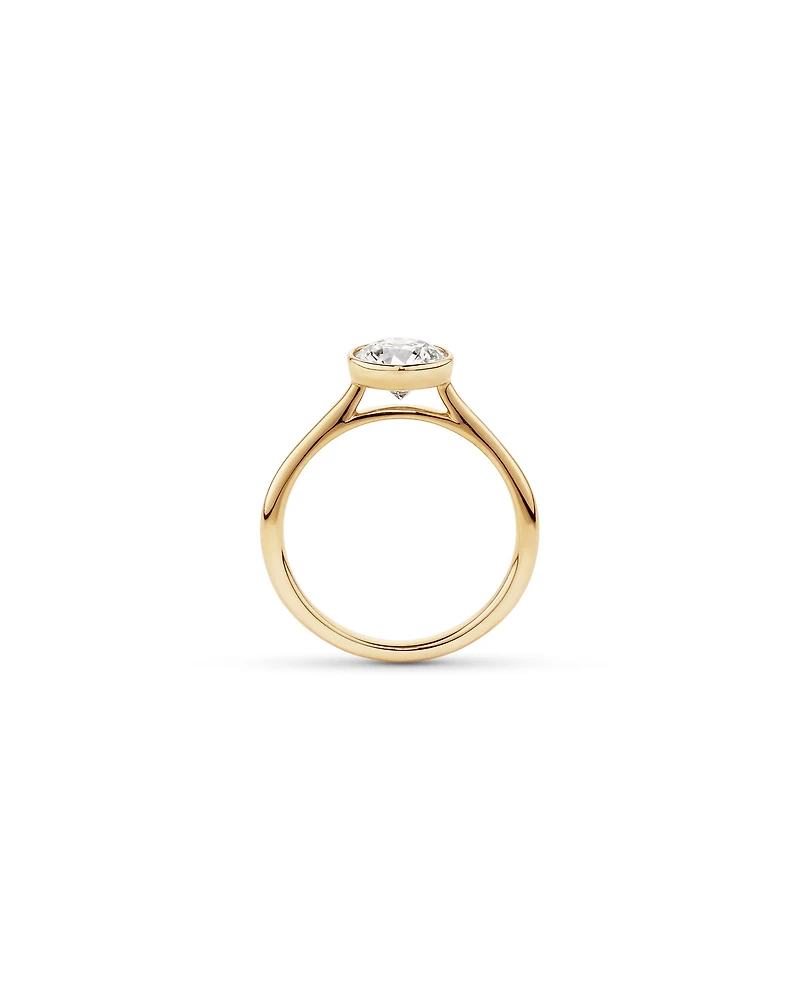 1.25 Carat TW Round Brilliant Laboratory-Grown Diamond Solitaire Bezel Set Engagement Ring 14kt Yellow Gold