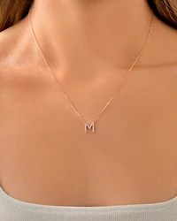 "M" Initial Necklace with 0.10 Carat TW of Diamonds in 10kt Yellow Gold