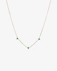 Collier à trois stations d'émeraudes en or jaune 10 carats