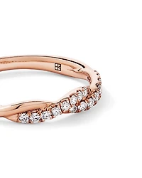 Alliance torsadée en or rose 14 carats sertie d'un diamant rond brillant de 0,16 carat, cultivé laboratoire