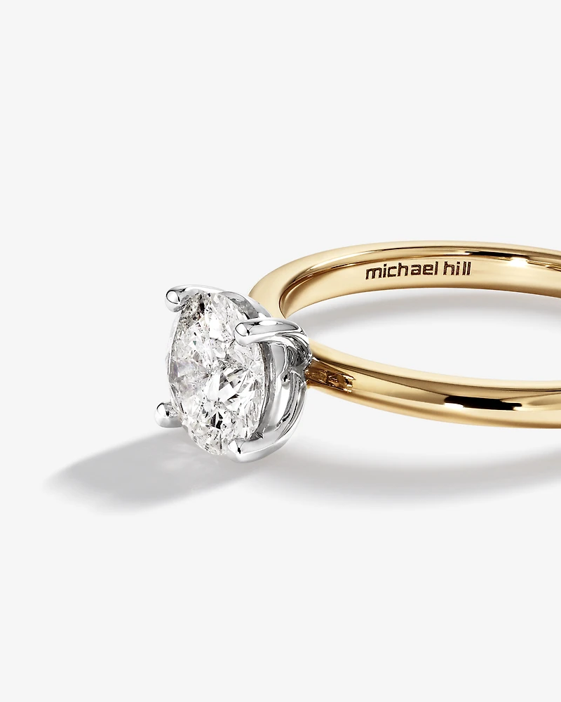 1.00 Carat TW Round Brilliant Diamond Solitaire Engagement Ring in 14kt White and Yellow Gold