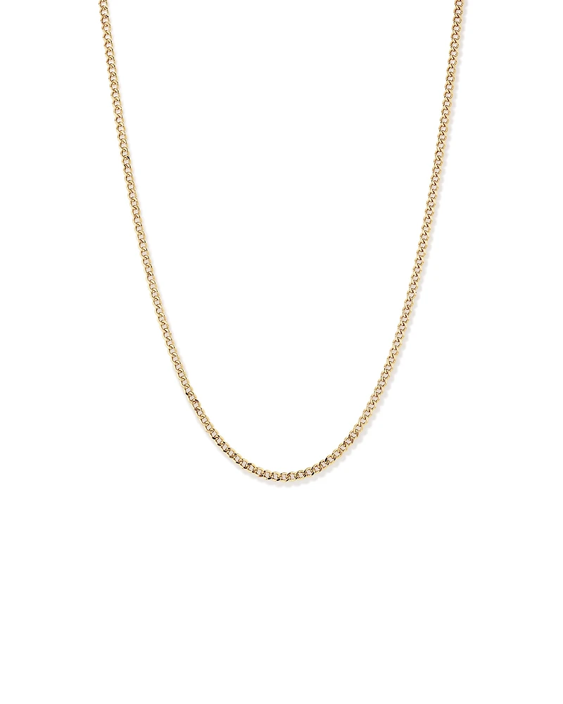 50cm (20") 3.75mm Width Semi Solid Diamond Cut Curb Chain in 10kt Yellow Gold