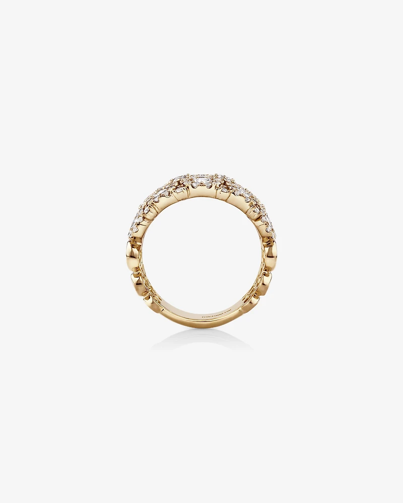 Bague à bulles à 3 rangs en or jaune 14 K avec diamants totalisant 3 ct