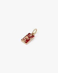 Lucky Money Pendant in 10kt Yellow Gold with Red Enamel
