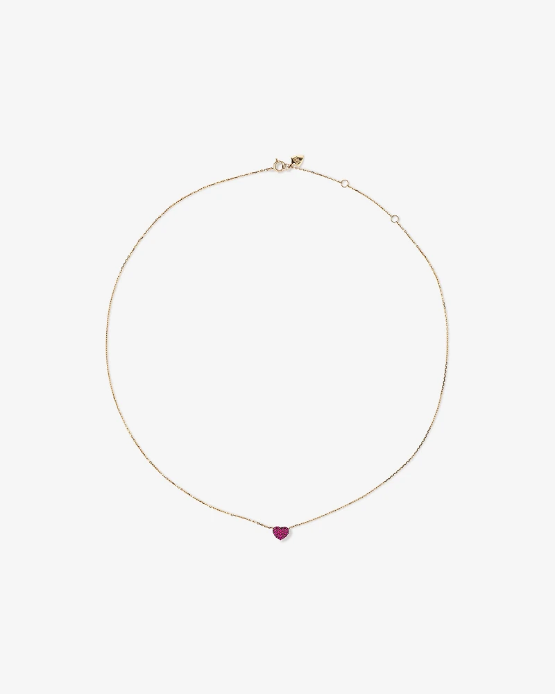 Ruby Pave Heart Pendant in 10kt Yellow Gold