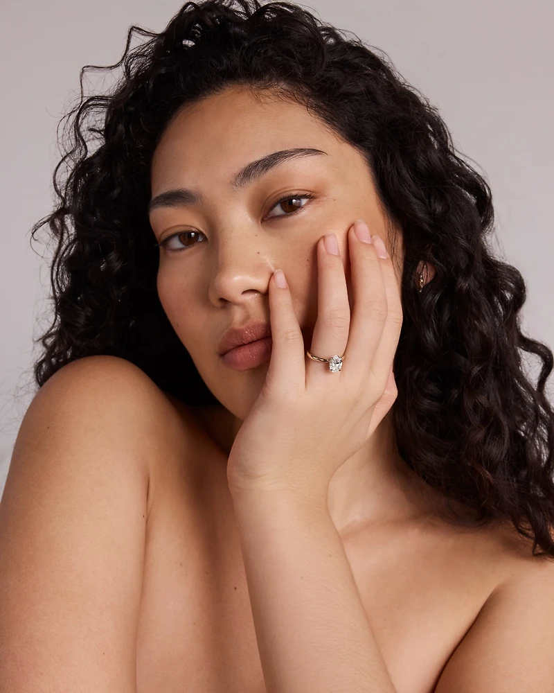 1.75 Carat TW Oval Cut Lab-Grown Diamond Solitaire Engagement Ring in 14kt Yellow and White Gold