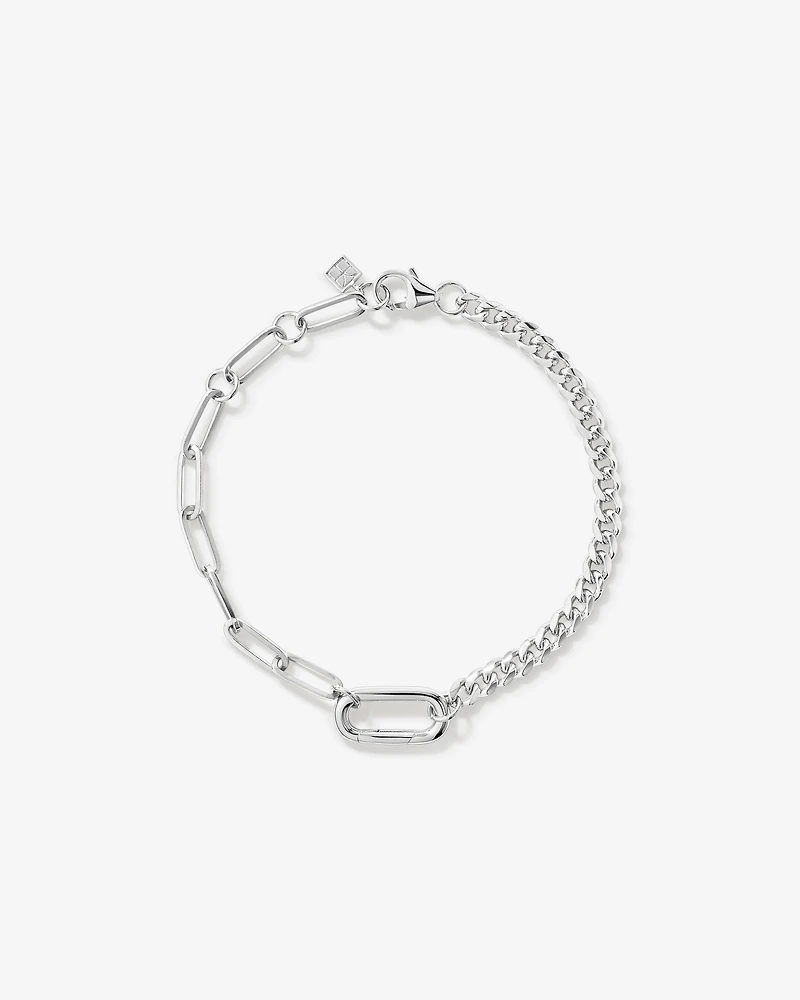Paperclip and Curb Link Bracelet in Sterling Silver
