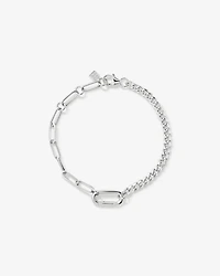 Paperclip and Curb Link Bracelet in Sterling Silver