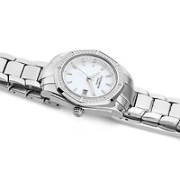 Montre en acier inoxydable à nacre et à diamants totalisant 0,28 ct pour femme