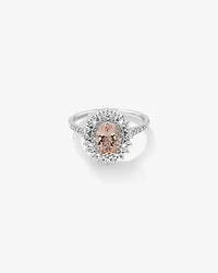 Morganite Lacy Halo Ring with .50TW of Diamonds in 10kt White Gold