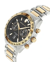 Montre Chronographe Pour Hommes Deux Tons En Acier Inoxydable Ton Or Jaune