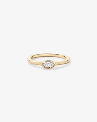Marquise Cut White Created Sapphire East-to-West Set Bezel Ring 10kt Gold