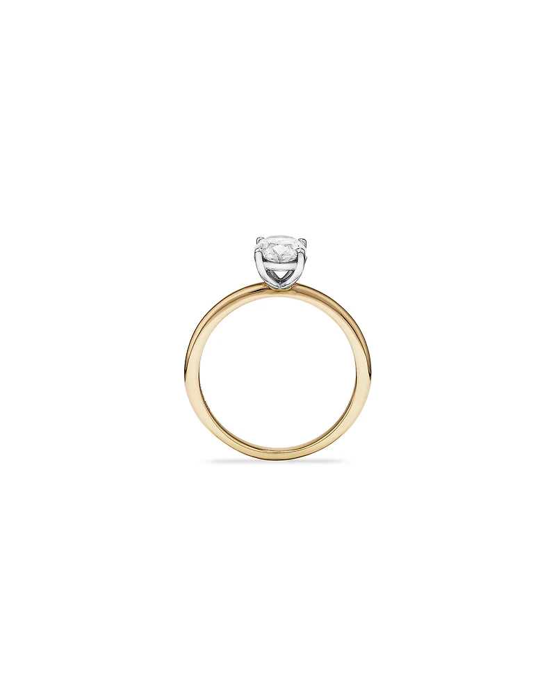 Bague de Fiançailles Solitaire en Diamant Taille Ovale 1,00 Carat TW en Or Blanc et Jaune 14 kt