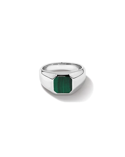 Chevalière Carrée en Malachite en Argent Sterling
