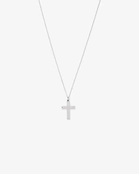 Cubic Zirconia Puff Cross Pendant Necklace in Sterling Silver