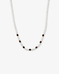 Collier en perle d’eau douce cultivée et œil de tigre en argent sterling