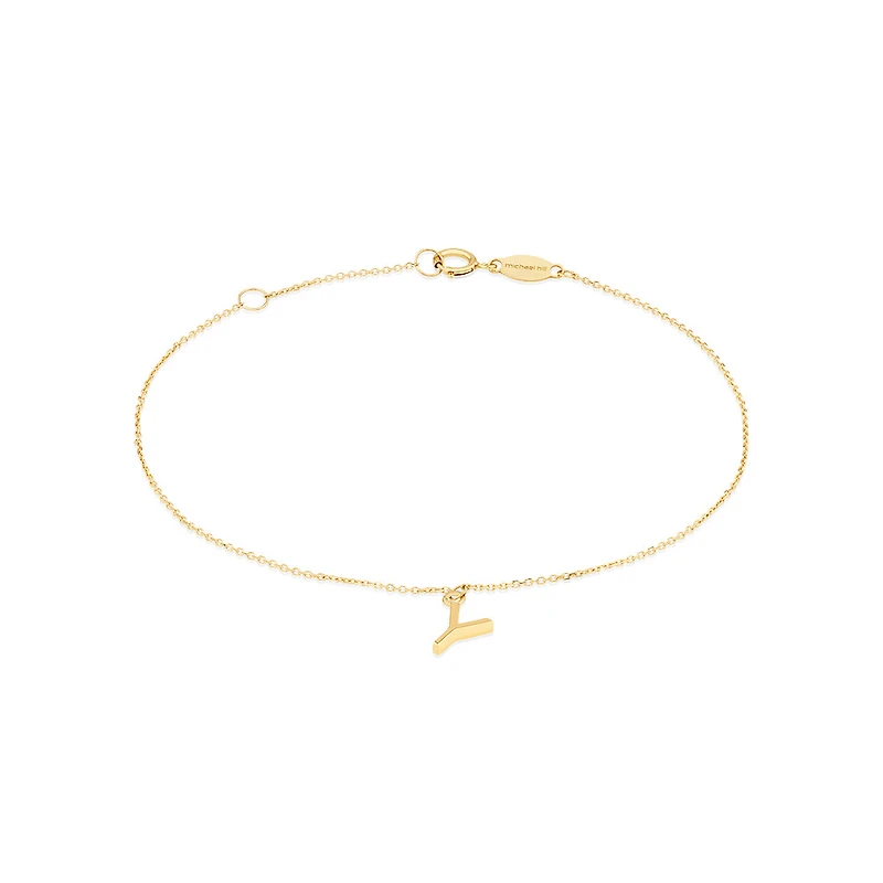 19cm (7.5") Y Initial Bracelet in 10kt Yellow Gold