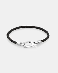 Bracelet pour hommes en cuir tressé avec argent sterling