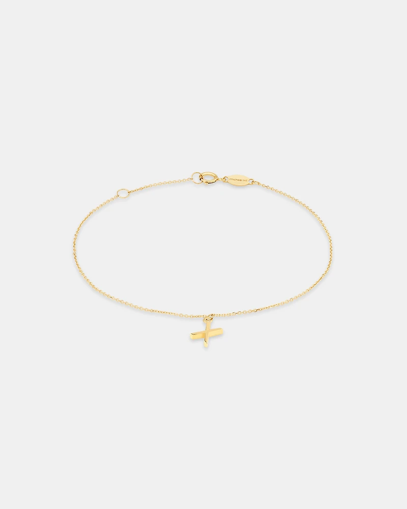 Collier à pendentif initiale X en or jaune 10 K