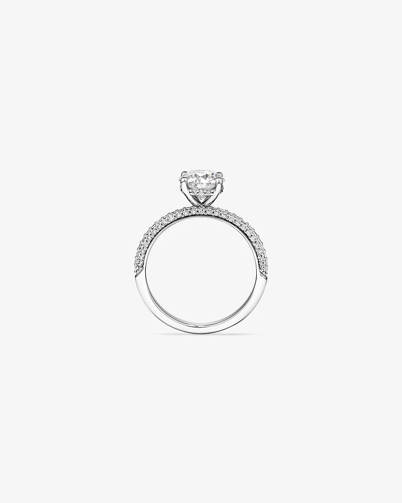 Bague de fiançailles en or blanc 1,95 carat TW ronde brillante cultivée laboratoire diamant solitaire 14 carats